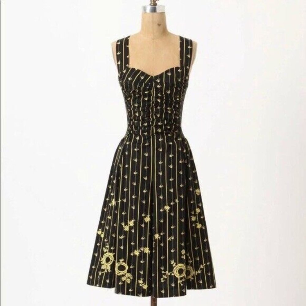 Anthropologie Moulinette Soeurs Martins Dress with Bird Embroidery